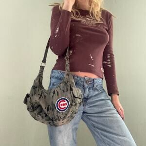 Camo Print MLB Chicago Cubs Shoulder Hobo Bag Purse Utility Cargo Blockette